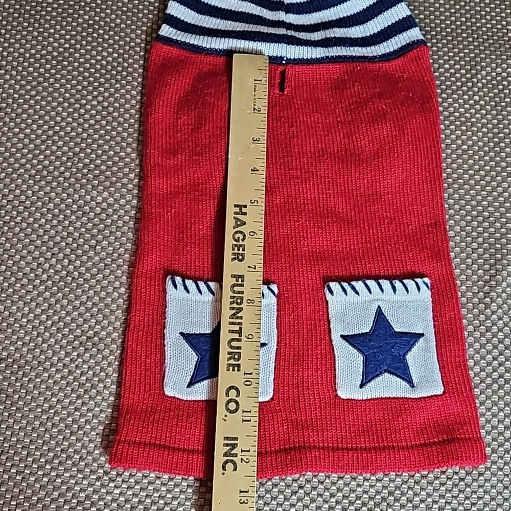 Vintage handmade dog sweater with hood.  Stars on pockets.  Size M